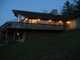Briarwood Lodge exterior at night