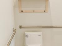 Image shows toilet with grab bars
