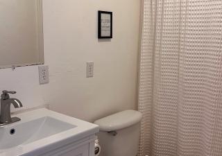 New clean white bathroom vanities